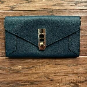 Henri Bendel Uptown Envelope Wallet in Dark Green